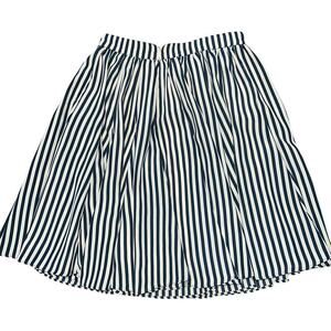 PAPIER Poplin Small Striped Navy & Cream Zip Up Skirt Size XS